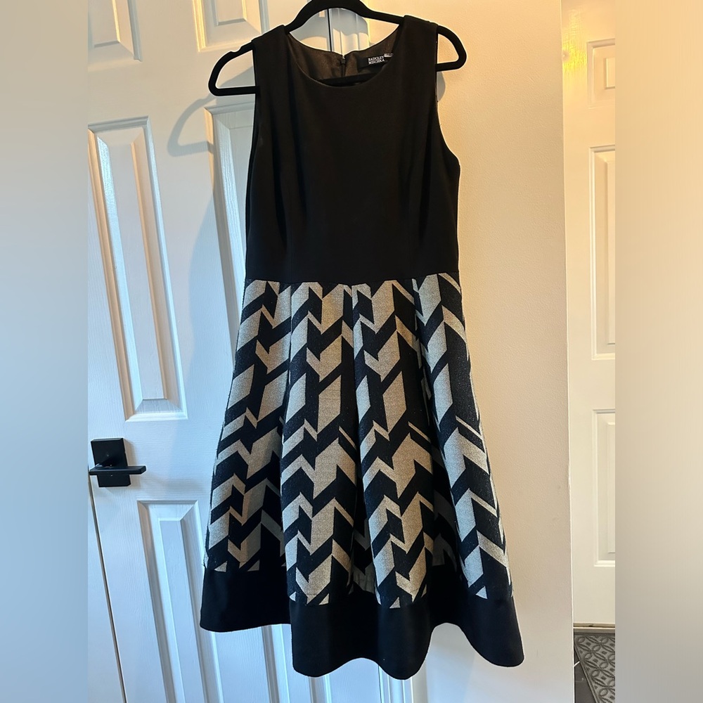 Badgley Mischka Metallic Houndstooth Dress (Size 12)